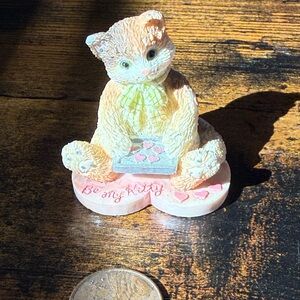 Charming Cat Figurine - Cream and Pink